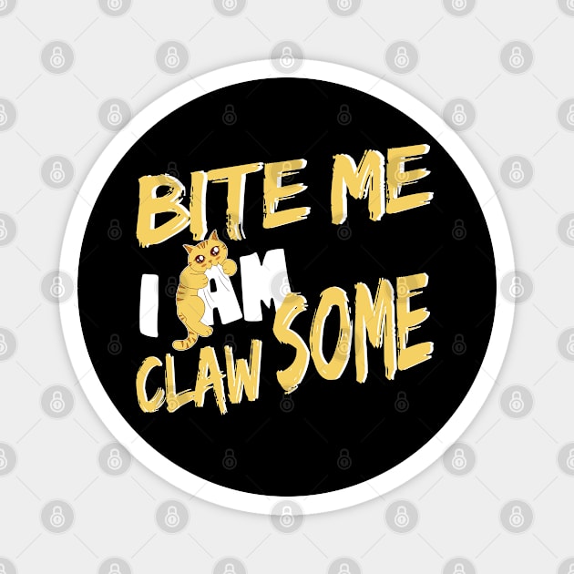 Bite me i'm Claw-some Cute Biting Cat Magnet by Aistee Designs